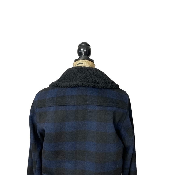 Treasure & Bond Nordstrom Check Jacket Faux Sherpa Navy and Black Size XS - Picture 10 of 12